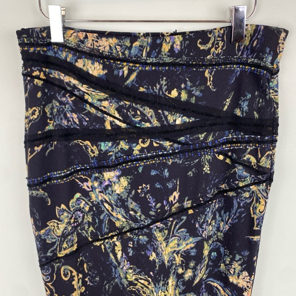NWT Fuzzi Tulle Stretch BodyCon Paisley Print Trumpet Skirt XL - Picture 2 of 8